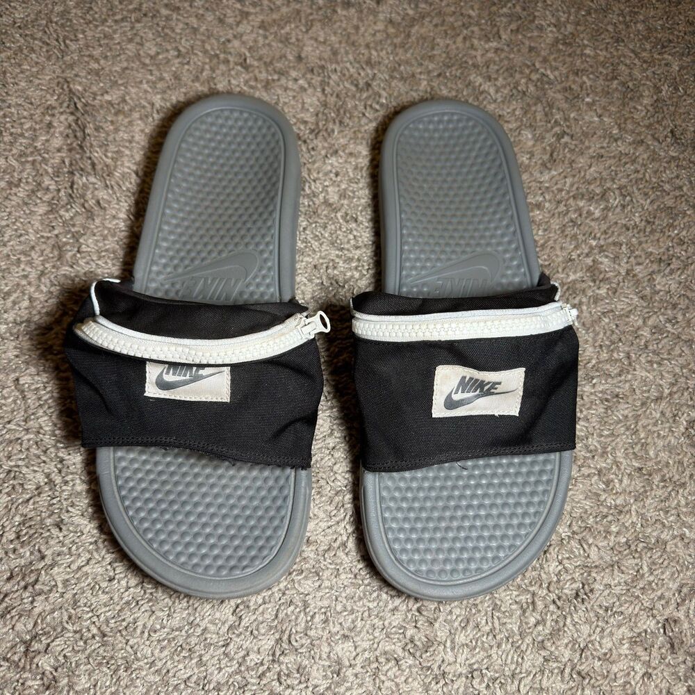 Nike Benassi JDI Fanny Pack Slides Black Gray Men's Size 13 Sandal AO1037-001